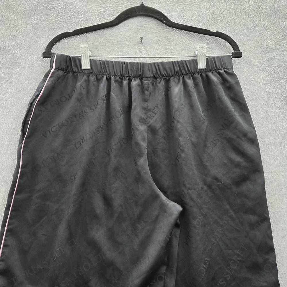 Victoria's Secret Women Sleepwear‎ M Black Lounge Logo AOP Graphic Print